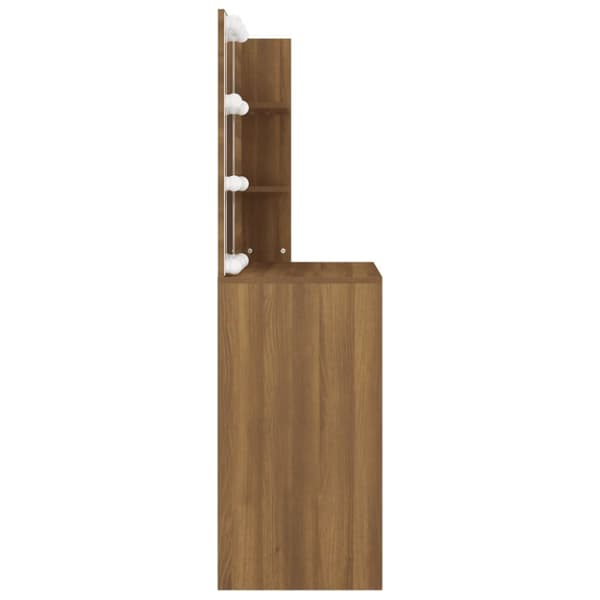 Sminkbord med LED brun ek 74,5x40x141 cm