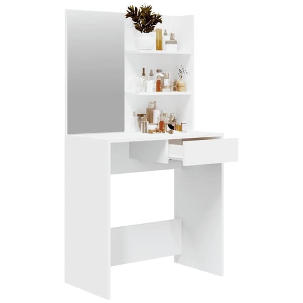 Sminkbord med spegel vit 74,5x40x141 cm