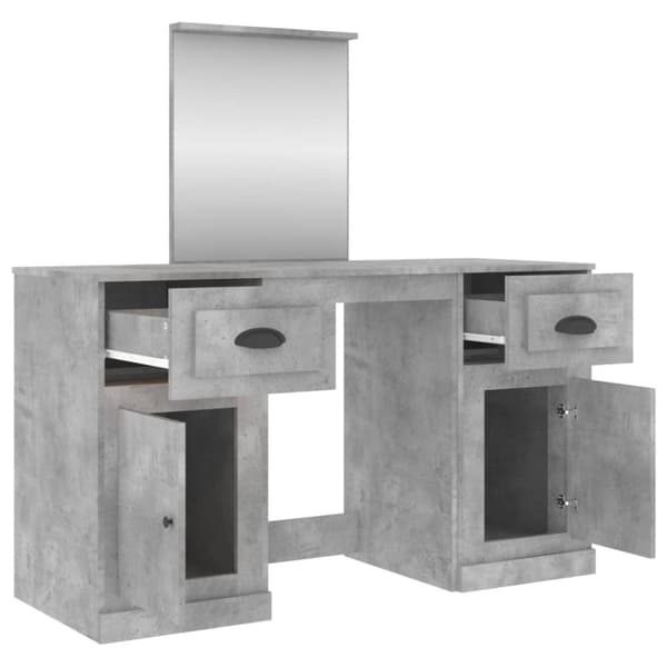makeupbord med spejl 130x50x132,5 cm betongrå