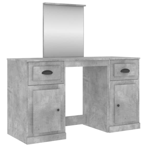 makeupbord med spejl 130x50x132,5 cm betongrå