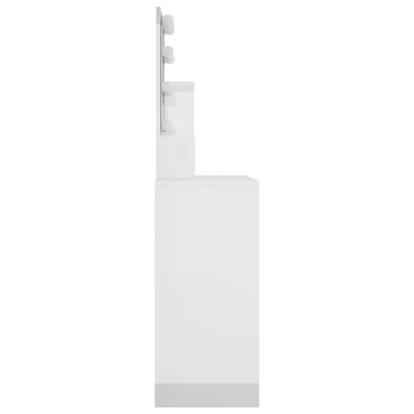 Sminkbord med LED vit högglans 86,5x35x136 cm