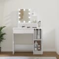 Miniatyrbild 1 av 10: Sminkbord med LED vit högglans 86,5x35x136 cm