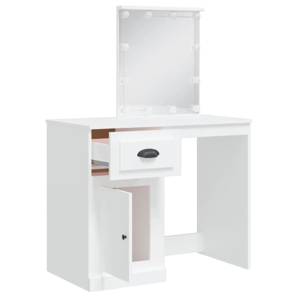 Peilipöytä LED-valoilla valkoinen 90x42x132,5 cm