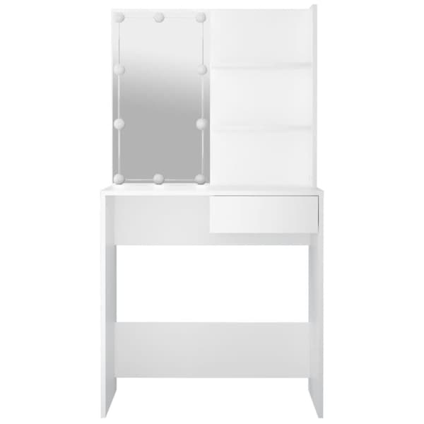 Peilipöytä LED-valoilla valkoinen 74,5x40x141 cm