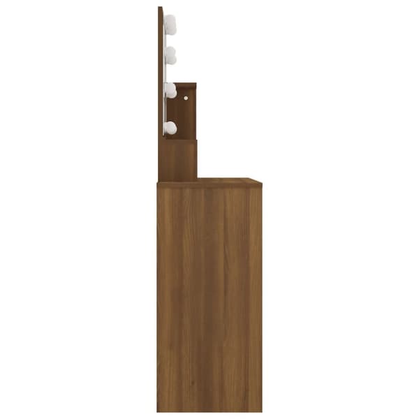 Peilipöytä LED-valoilla ruskea tammi 86,5x35x136 cm