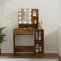 Pikkukuva 1 / 10: Peilipöytä LED-valoilla savutammi 86,5x35x136 cm