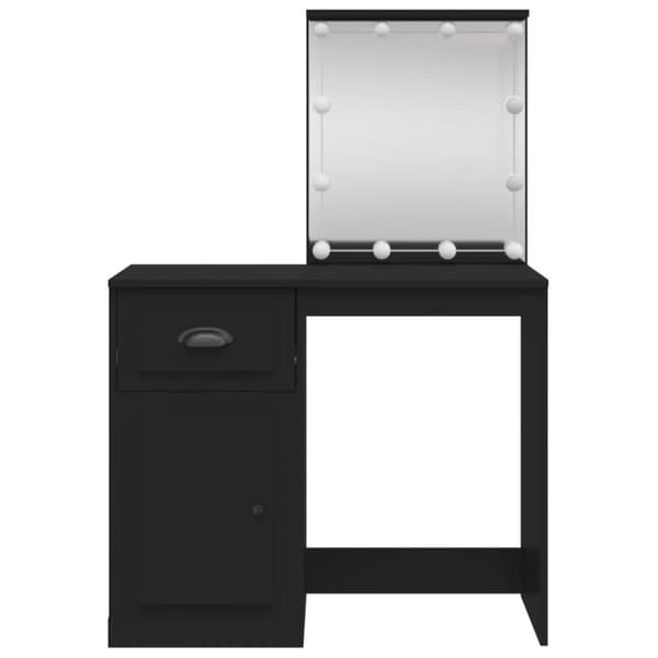 Sminkbord med LED-lampor svart 90x42x132,5 cm