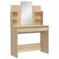 Miniatyrbild 3 av 10: Sminkbord med LED sonoma-ek 96x40x142 cm