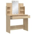 Miniatyrbild 4 av 10: Sminkbord med LED sonoma-ek 96x40x142 cm