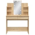 Miniatyrbild 5 av 10: Sminkbord med LED sonoma-ek 96x40x142 cm