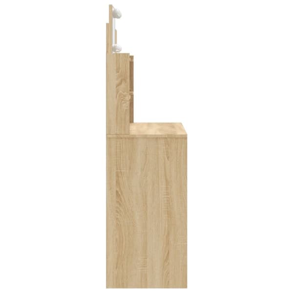 Sminkbord med LED sonoma-ek 96x40x142 cm