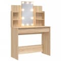 Miniatyrbild 2 av 10: Sminkbord med LED sonoma-ek 96x40x142 cm