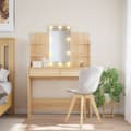 Miniatyrbild 1 av 10: Sminkbord med LED sonoma-ek 96x40x142 cm