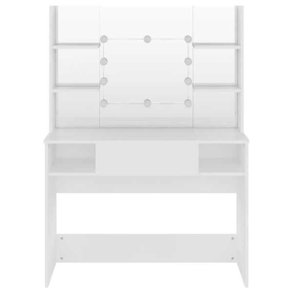 Meikkipöytä LED-valoilla 100x40x135 cm MDF valkoinen