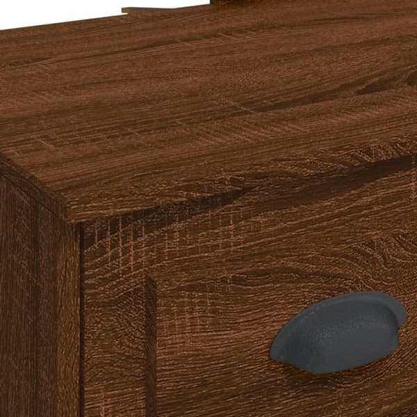 Sminkbord med LED-lampor brun ek 90x42x132,5 cm
