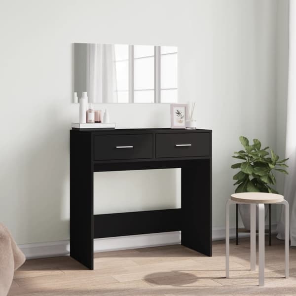 vidaXL Sminkbord med spegel svart 80x39x80 cm