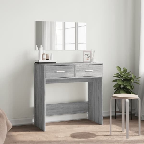 vidaXL makeupbord med spejl 80x39x80 cm grå sonoma-eg
