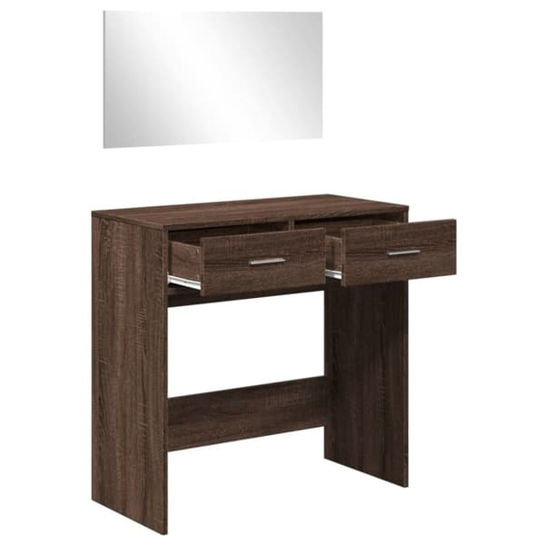 vidaXL Sminkbord med spegel brun ek 80x39x80 cm