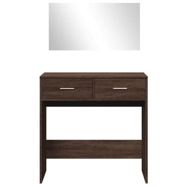 vidaXL Sminkbord med spegel brun ek 80x39x80 cm