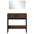 Miniatyrbild 4 av 11: vidaXL Sminkbord med spegel brun ek 80x39x80 cm