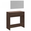 Miniatyrbild 6 av 11: vidaXL Sminkbord med spegel brun ek 80x39x80 cm