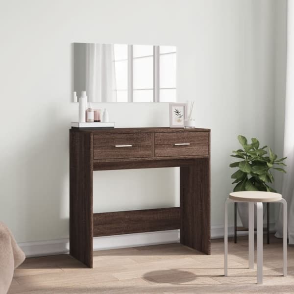 vidaXL Sminkbord med spegel brun ek 80x39x80 cm