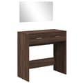 Miniatyrbild 1 av 11: vidaXL Sminkbord med spegel brun ek 80x39x80 cm