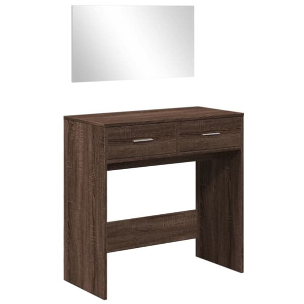 vidaXL Sminkbord med spegel brun ek 80x39x80 cm