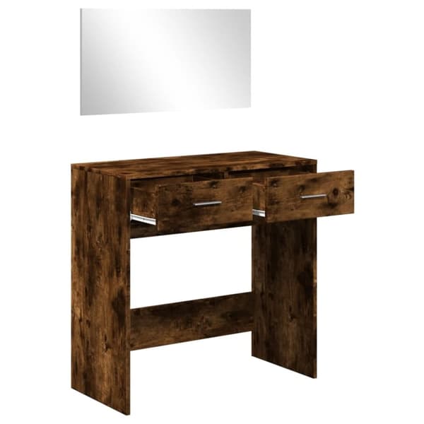 vidaXL makeupbord med spejl 80x39x80 cm røget egetræsfarve