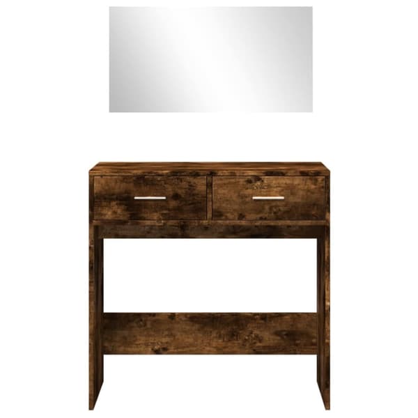 vidaXL makeupbord med spejl 80x39x80 cm røget egetræsfarve