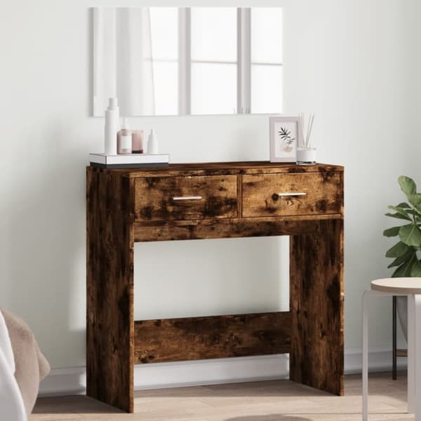 vidaXL makeupbord med spejl 80x39x80 cm røget egetræsfarve