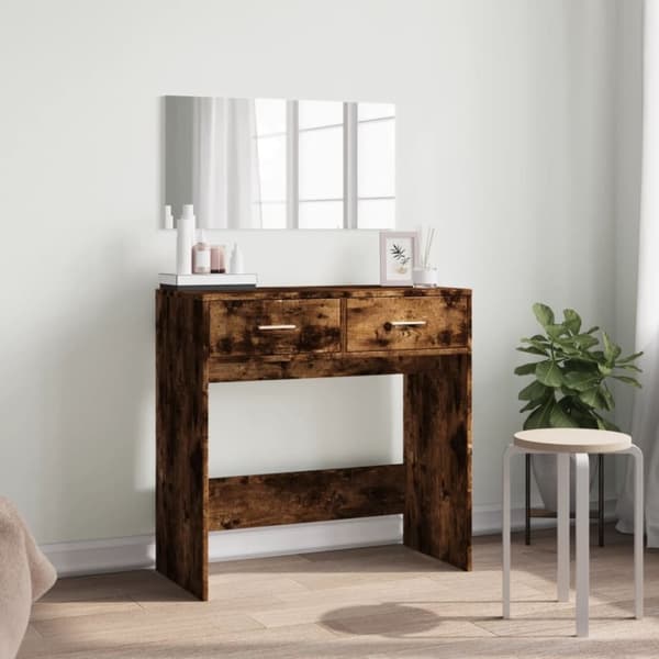 vidaXL makeupbord med spejl 80x39x80 cm røget egetræsfarve