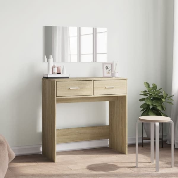 vidaXL makeupbord med spejl 80x39x80 cm sonoma-eg