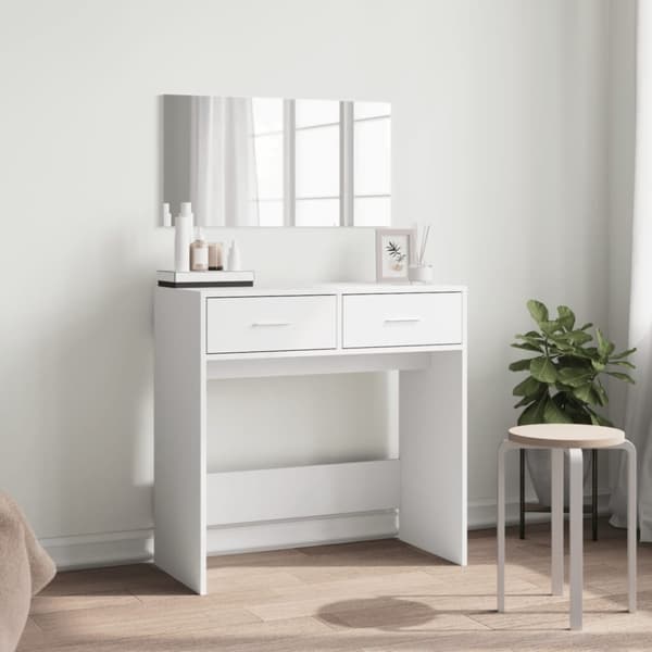 vidaXL Sminkbord med spegel vit 80x39x80 cm