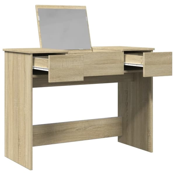 vidaXL Sminkbord med spegel sonoma-ek 100x45x76 cm