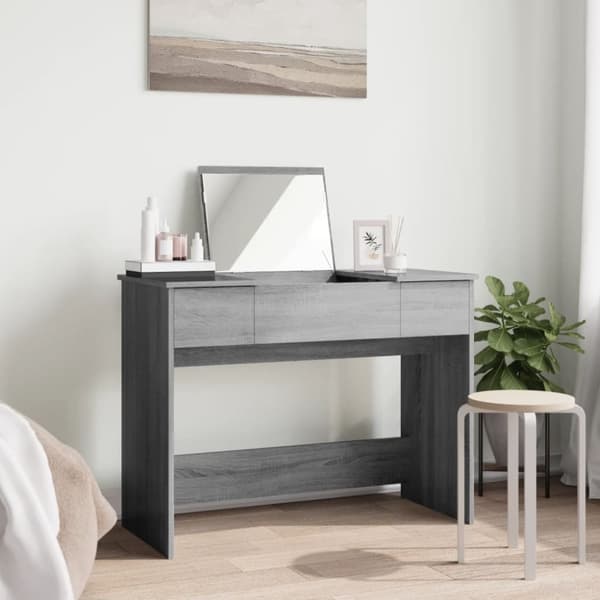 vidaXL Sminkbord med spegel grå sonoma 100x45x76 cm