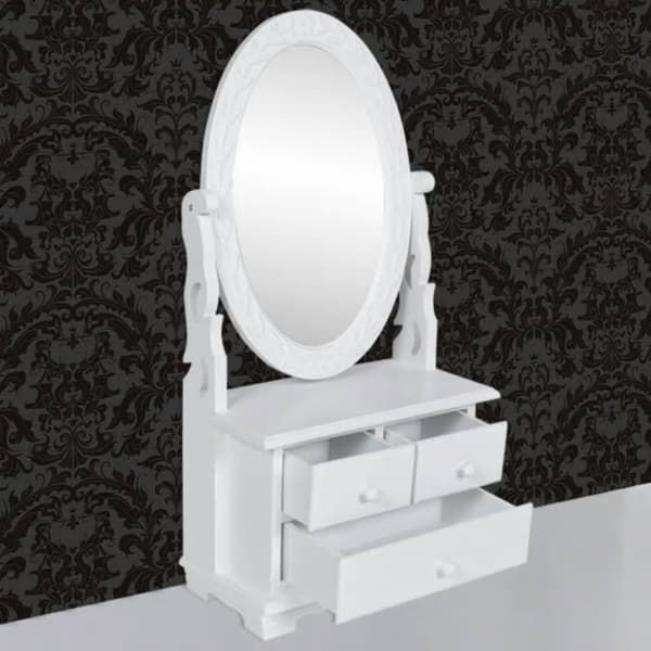 vidaXL toiletbord med ovalt vippespejl MDF -  Sminkebord