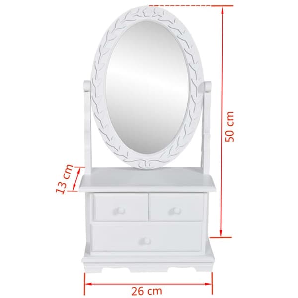 vidaXL toiletbord med ovalt vippespejl MDF -  Sminkebord