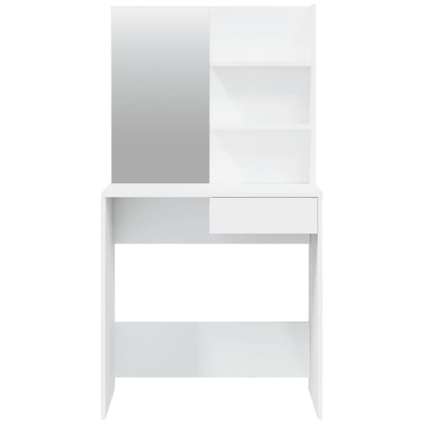 vidaXL makeupbord med spejl 74,5x40x141 cm hvid højglans -  Sminkebord