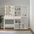 Miniatyrbillede 5 af 11: vidaXL makeupbord med LED-lys og 2 skabe konstrueret træ hvid højglans -  Sminkebord