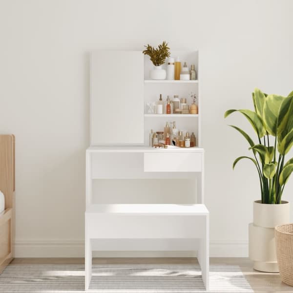 vidaXL Sminkbord med spegel vit 74,5x40x141 cm -  Toalettbord
