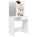 Miniatyrbild 5 av 11: vidaXL Sminkbord med spegel vit 74,5x40x141 cm -  Toalettbord