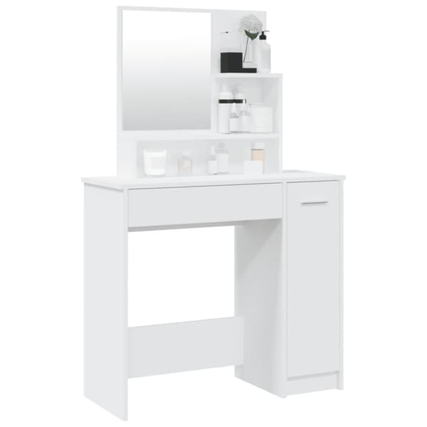 vidaXL makeupbord med spejl 86,5x35x136 cm hvid -  Sminkebord