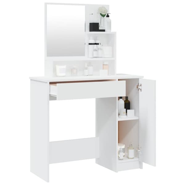 vidaXL makeupbord med spejl 86,5x35x136 cm hvid -  Sminkebord
