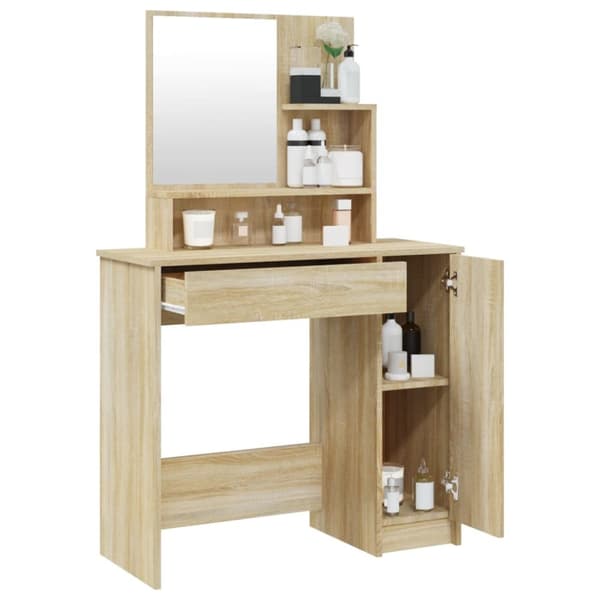 vidaXL makeupbord med spejl 86,5x35x136 cm sonoma-eg -  Sminkebord