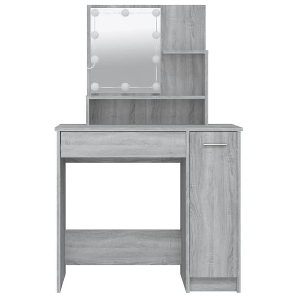vidaXL Spegelskåp med LED grå sonoma 86,5x35x136 cm -  Toalettbord