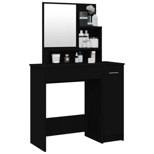vidaXL Sminkbord med spegel svart 86,5x35x136 cm -  Toalettbord