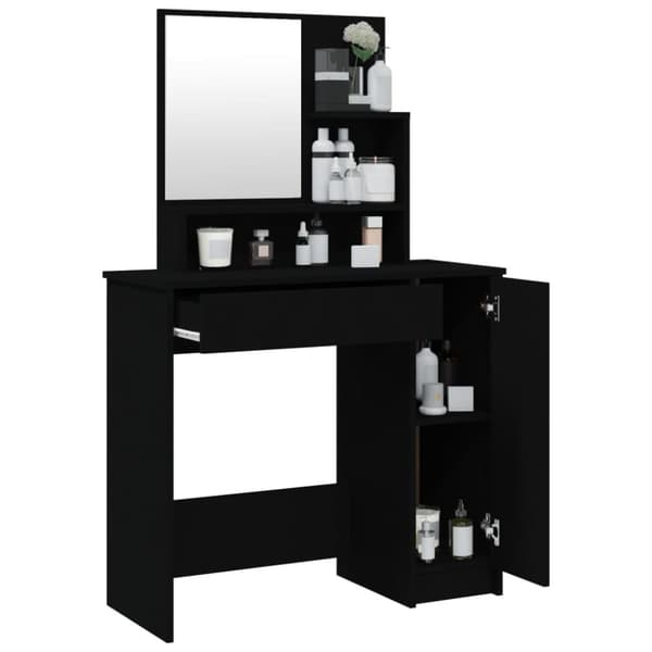 vidaXL Sminkbord med spegel svart 86,5x35x136 cm -  Toalettbord