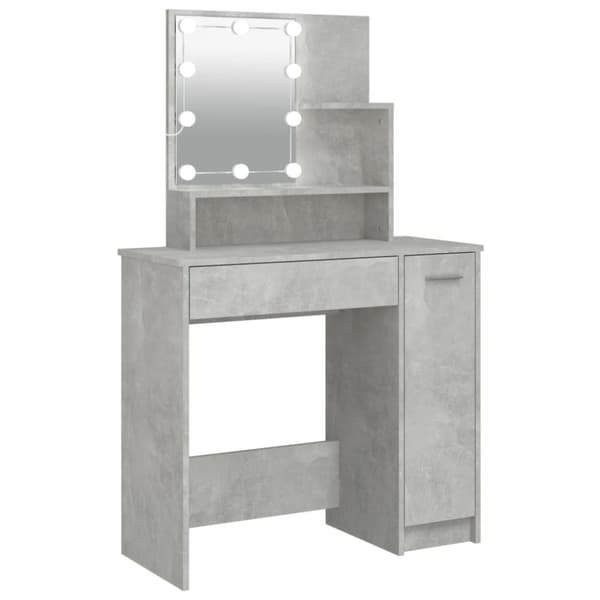 vidaXL Peilipöytä LED-valoilla betoninharmaa 86,5x35x136 cm -  Makuuhuoneen kampauspöydät