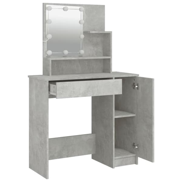 vidaXL Peilipöytä LED-valoilla betoninharmaa 86,5x35x136 cm -  Makuuhuoneen kampauspöydät